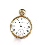 Vintage gents open faced rolled gold pocket watch hand-wind working (No warranty given) Maker -