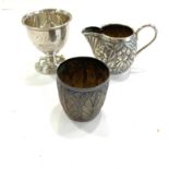 Antique/vintage hallmarked .925 sterling silver tableware Inc egg cup, miniature jug, Birmingham