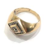 9ct Gold and diamond mens ring, weight 10.6g, ring size between T/ U