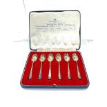 Vintage hallmarked 1935 Sheffield sterling silver teaspoons w/ original case, maker - Roberts & Belk