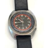 Vintage Seiko world time automatic 6117-6400 watch in working condition glass scratched