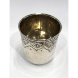 Early 18th century French engraved silver beaker, marks to base 97g