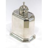 Victorian octagonal silver caddy George 1 style London 1892 by George Unite weight 150g