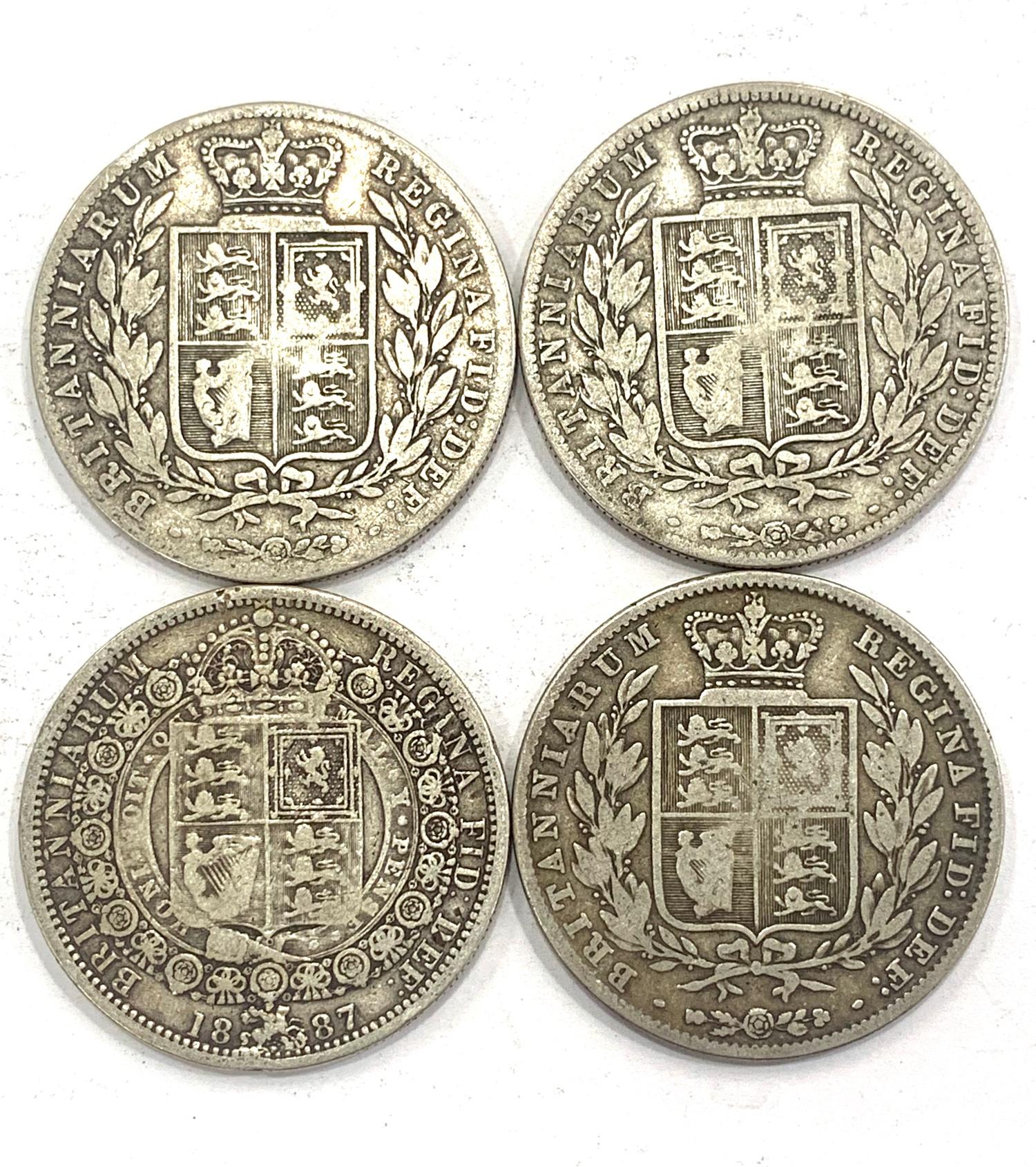 Selection 4 silver half crowns, total approximate weight 55g