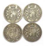 Selection 4 silver half crowns, total approximate weight 55g