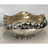 Large and impressive Victorian oval silver bowl by Frederick Elkington Birmingham 1888 weight 1221g