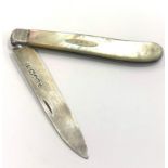 Victorian Sheffield silver hallmarked mother of pearl pen knife