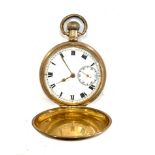 Vintage gents rolled gold full hunter pocket watch hand-wind spares and repairs w/ limit Swiss