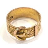 Vintage 9ct gold mens buckle design ring, hallmarked, ring size Q/R, total approximate weight 4.5g