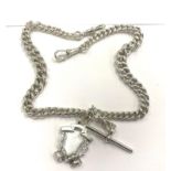 Antique graduated silver double Albert watch chain, silver hallmarks on every link, has been