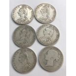 6 Victorian silver half crowns please see images for grade and condition