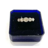 5 stone gold and diamond ring, centre diamond measures approximately 5mm diameter, no hallmarks