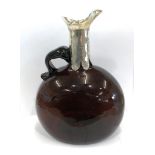 Victorian red glass and silver mounted decanter, London 1860