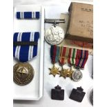 Mixed military medals and badges includes MM medal copy