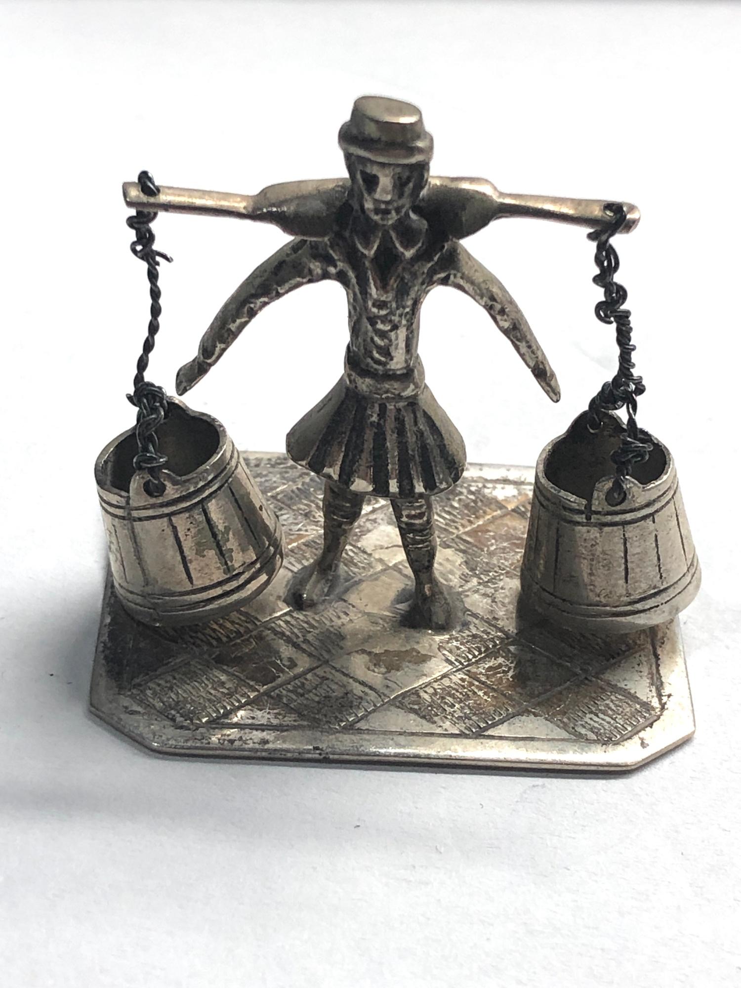 Dutch silver miniature girl carring milk churns dutch sword silver hallmarks good condition