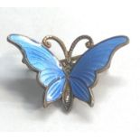 Small silver and enamel butterfly brooch measures approx 25mm by 18mm hallmarked 925s good condition