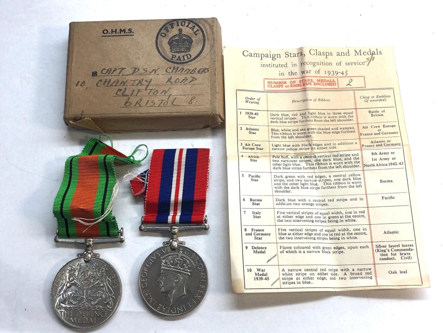WW2 medals boxed to Capt D.S.N Chambers