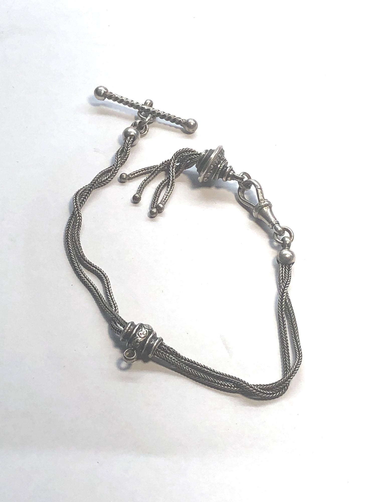 Antique silver Albertina ladies fob watch chain measures approx 25cm long please see mages for deta