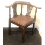 Antique oak Georgian corner chair
