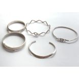 Collection of vintage silver bangles weight 70g