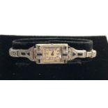 Antique art deco 18ct & platinum diamond and sapphire ladies wristwatch in need of restoration missi