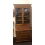 Edwardian inlaid bureau bookcase, overall good condition, approximate measurements: Height: 82