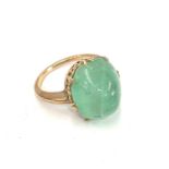 Vintage gold and jade set ring, ring size, no hallmarks but tests as gold, total approximate