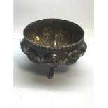 Antique asian embossed silver bowl measures approx 9cm dia height 5cm weight 73g please see images
