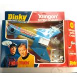 Dinky toys 357 Star Trek Klingon battle cruiser blue & white original boxed in good condition please