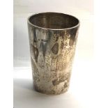 Large silver beaker London silver hallmarks measures approx 13cm by 9.4cm dia weight 347g please see
