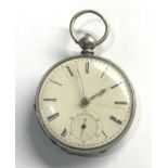 Antique silver pocket watch watch winds and ticks but no warranty given case measure approx 51mm dia