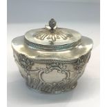 Antique silver tea caddy London silver hallmarks makers William Hutton & sons weight 250g good un-
