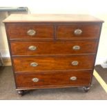 Georgian 2 over 3 mahogany chest of drawers, overall good condition, approx measurements: Height