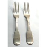 2 Antique Georgian Scottish silver table forks weight 133g please see images for details