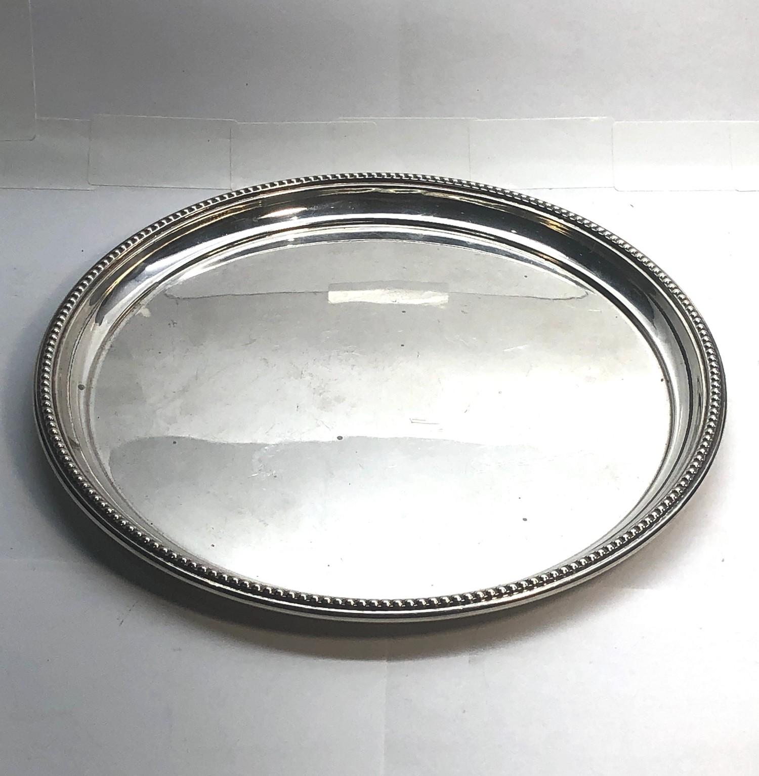 Silver letter tray measures approx 20cm dia Birmingham silver hallmarks weight 288g please see