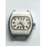 Vintage gents Edox wristwatch the watch is ticking but no warranty given glass cracked missing