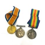 Pair WW medals plus 1 other, pair named to: 45063 pte. f.a.Marks. Bed.f, the single medal reads 1308