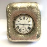 Antique silver travel cased goliath pocket watch, watch ticks but stops, damage to dial, the watch
