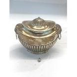 Antique silver tea caddy London silver hallmarks rubbed weight 186g good un-cleaned condition finial
