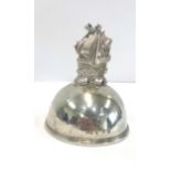 Unusual silver table bell import marked and crested