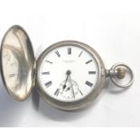 Antique silver full hunter pocket watch h.williamson london watch winds and ticks missing glassbut