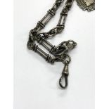 Antique fancy link double Albert watch chain and fob weight 45g
