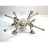 Antique Georgian silver plated dish cross stand adjustable dish cross stand and warmer, having a cen
