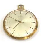 Art deco slimline omega pocket watch watch winds and ticks measures approx 4mm dia not including loo