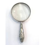 Silver handled magnifying glass Reynolds angels design, Birmingham 1899