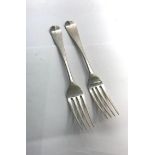 Pair of antique Georgian silver table Forks each measures approx 21cm Birmingham silver hallmarks w
