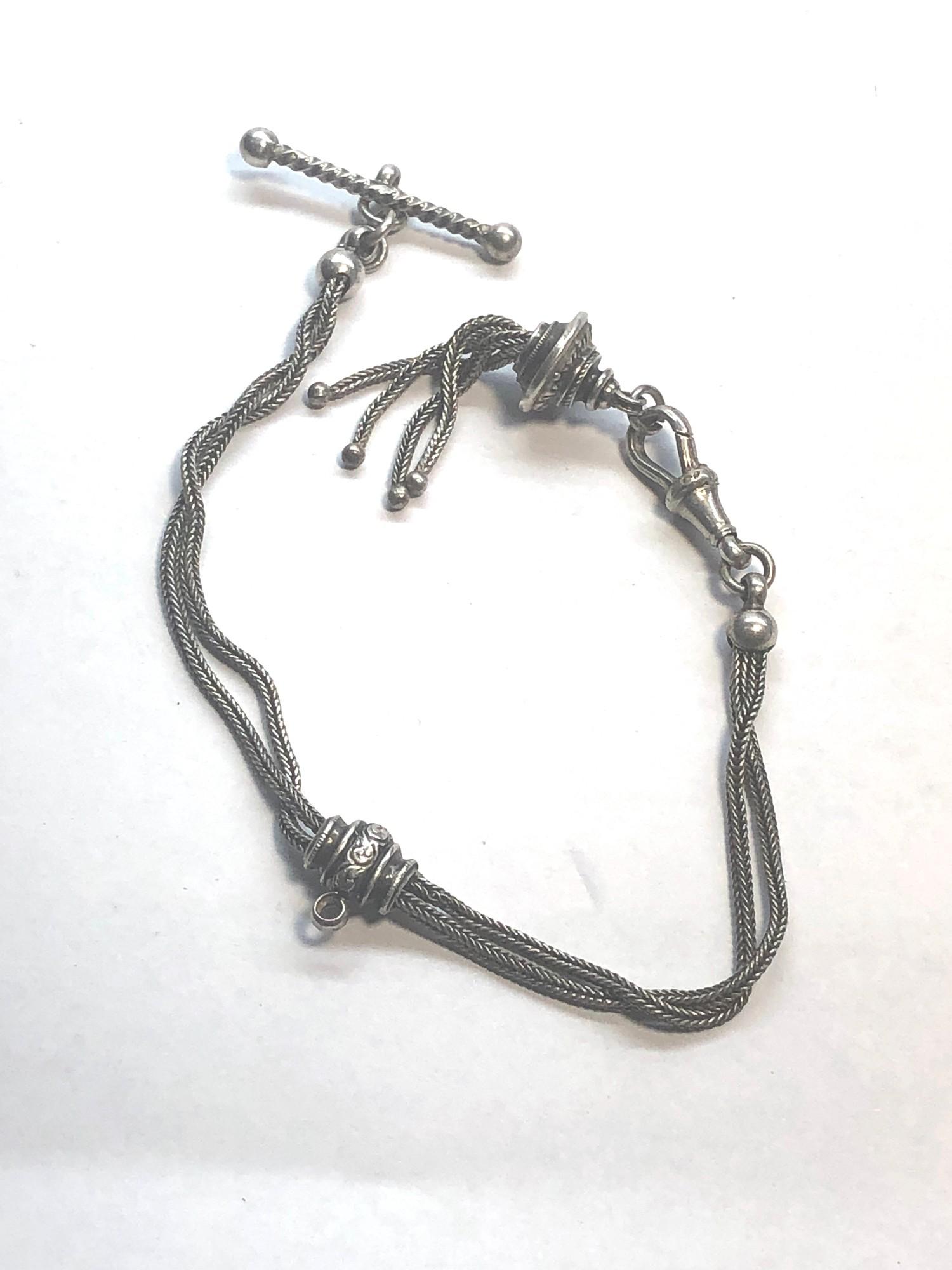 Antique silver Albertina ladies fob watch chain measures approx 25cm long please see mages for deta - Image 2 of 2