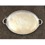 Large double handle silver tray Birmingham silver hallmarks engraved measures approx 73cm by 47cm w