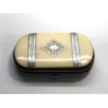 Antique silver mounted ivory purse fitted interior measures approx 8.6cm by 5.3cm good condition age