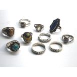 Collection of 10 vintage stone set dress rings